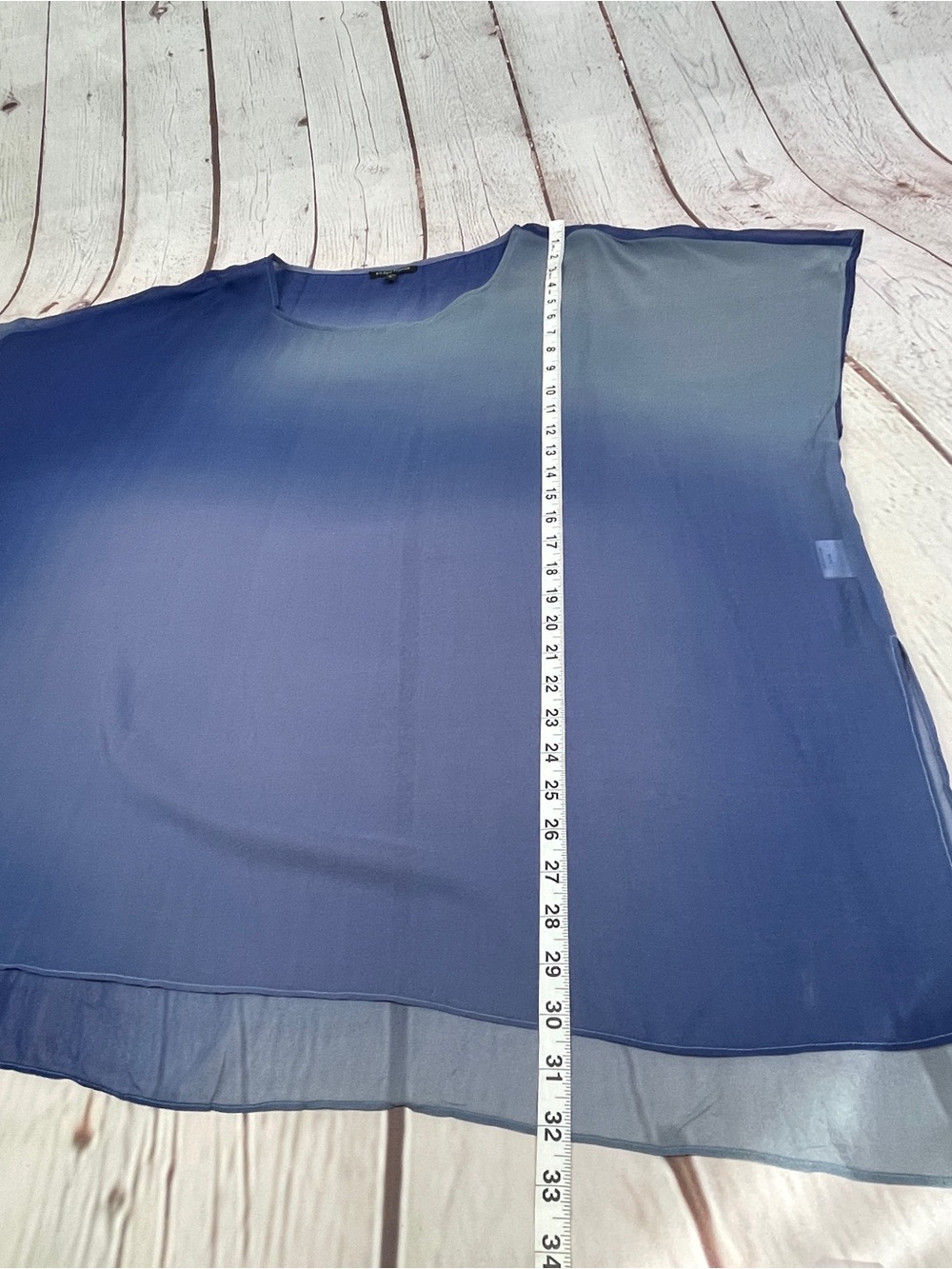 EILEEN FISHER sheer blue ombre lightweight flowy 100% silk tunic top, size XL - Picture 13 of 13